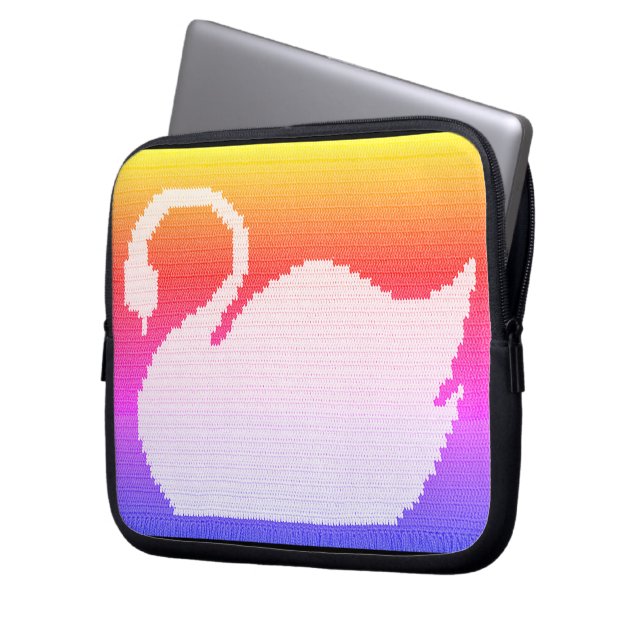 Swan Rainbow Artisan Crochet Print Electronics Bag (Front Left)