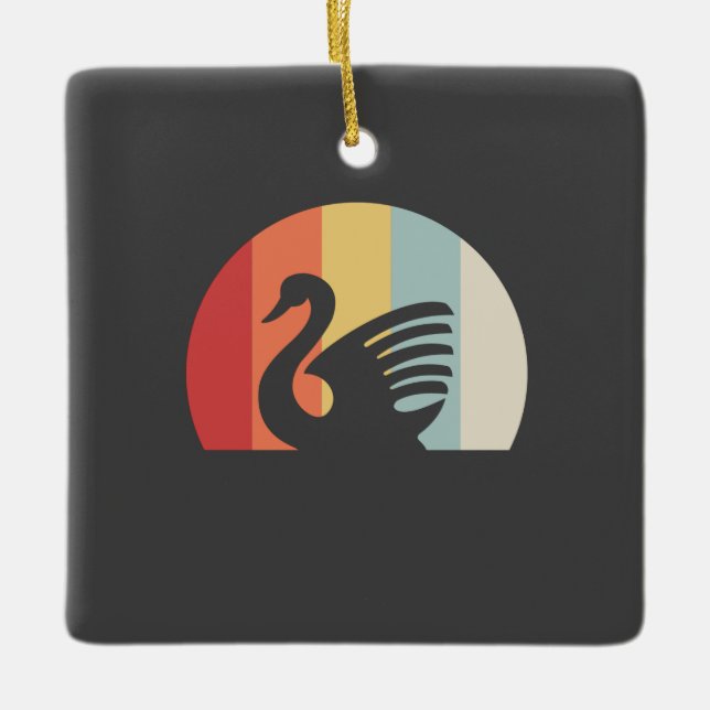 Swan Retro  Ceramic Ornament (Front)