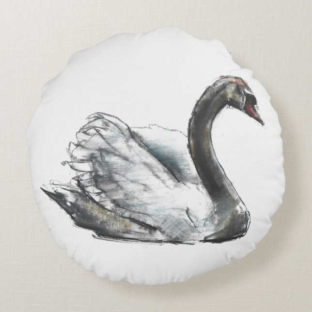 Swan Round Cushion (Back)