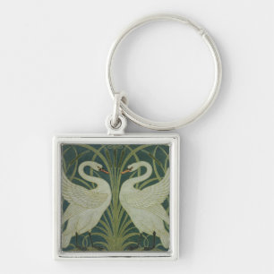 'Swan, Rush and Iris' wallpaper design Key Ring