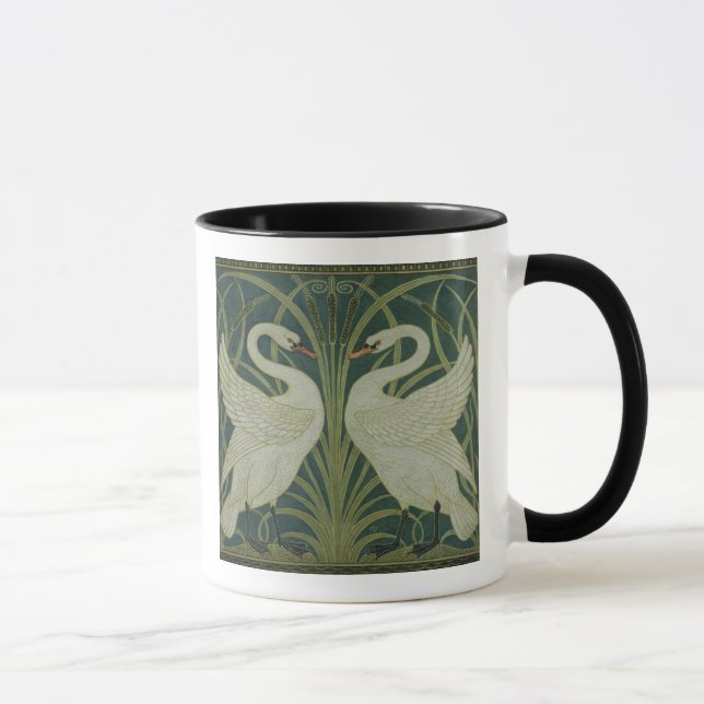 'Swan, Rush and Iris' wallpaper design Mug (Right)