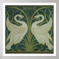 'Swan, Rush and Iris' wallpaper design