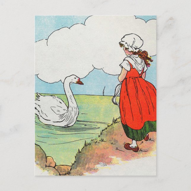 Swan, Swan Over the Sea Mother Goose Nursery Rhyme Postcard (Front)