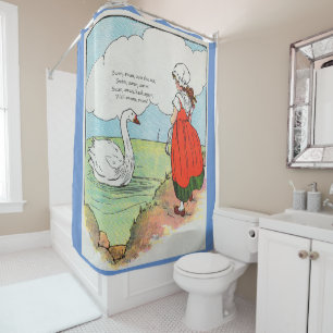 Swan, Swan Over the Sea Mother Goose Nursery Rhyme Shower Curtain
