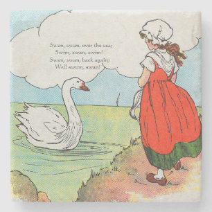 Swan, Swan Over the Sea Mother Goose Nursery Rhyme Stone Coaster