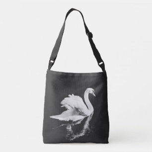 Swan Swimming Black and White Crossbody Bag