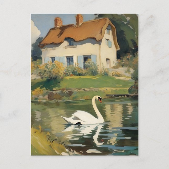 Swan Swimming in a Pond Postcard (Front)