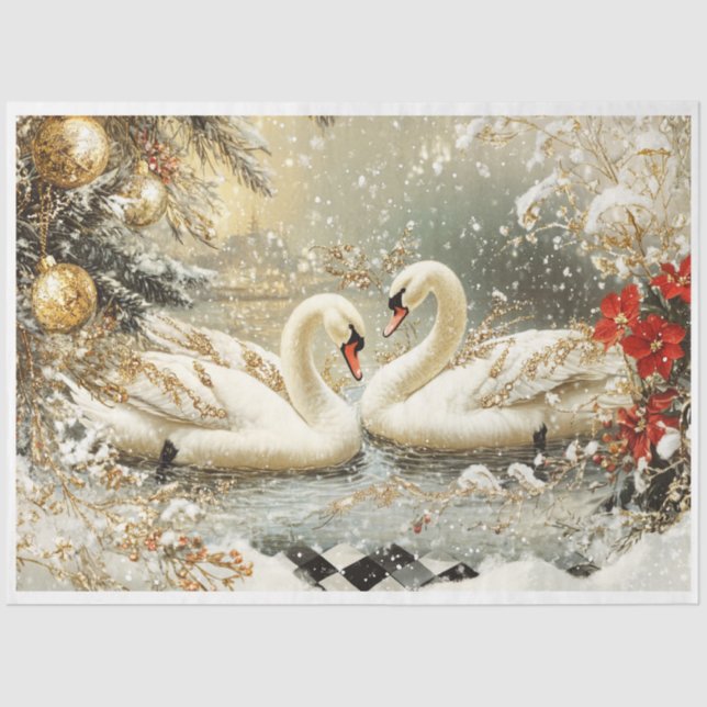 Swan Swimming Tissue Paper (Front)