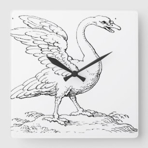 Swan Symbol of Love and Fidelity Fine Art Square Wall Clock