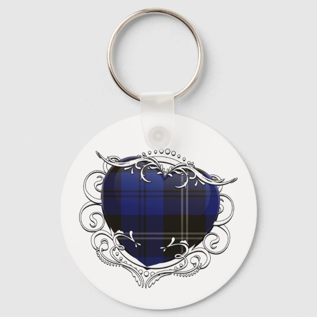 Swan Tartan Heart Key Ring (Front)