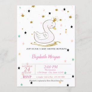 Swan,Tiara, Stars, Princess  Baby Shower Invitation