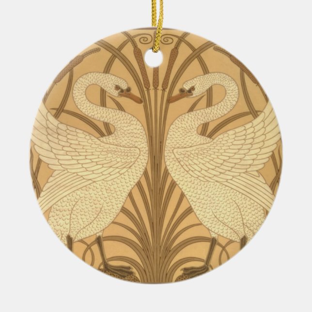 Swan wallpaper design ceramic tree decoration (Front)