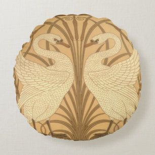 Swan wallpaper design round cushion