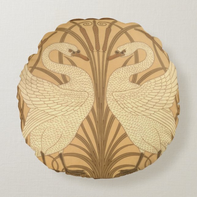 Swan wallpaper design round cushion (Front)