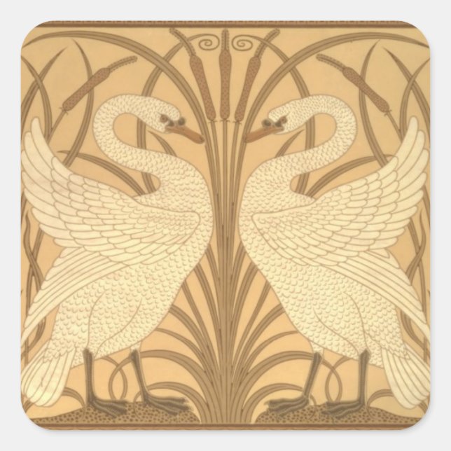 Swan wallpaper design square sticker (Front)