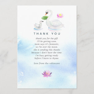 Swan Watercolor Baby Shower Thank You Card