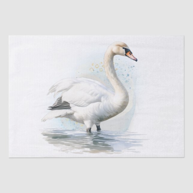 Swan Watercolor Tissue Paper (Front)