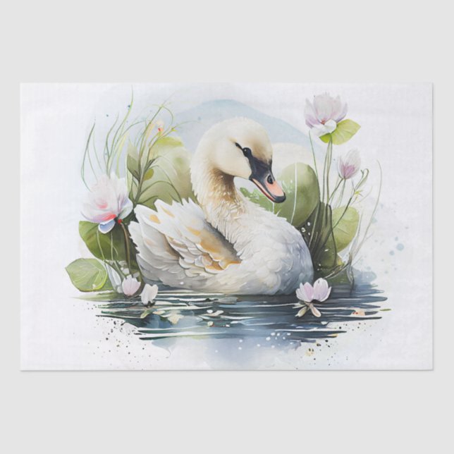 Swan Watercolor Tissue Paper (Front)