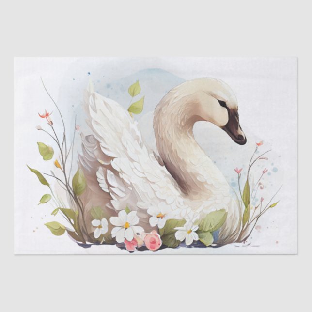 Swan Watercolor Tissue Paper (Front)