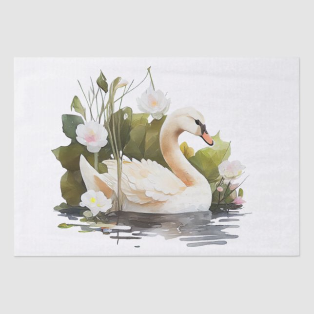 Swan Watercolor Tissue Paper (Front)