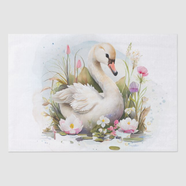 Swan Watercolor Tissue Paper (Front)