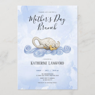 Swan watercolour mother's day brunch invitation