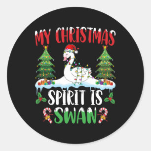 Swan Wearing Santa Hat Xmas - Christmas Spirit Is Classic Round Sticker