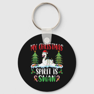 Swan Wearing Santa Hat Xmas - Christmas Spirit Is  Key Ring