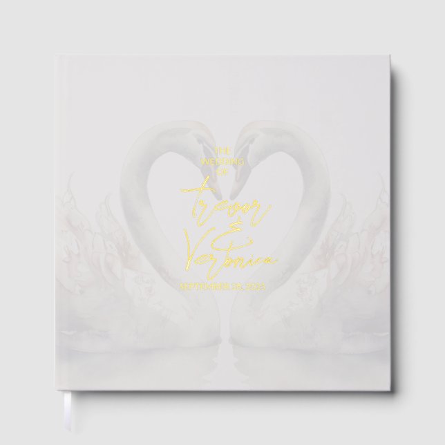 Swan Wedding Foil Guest Book (Front)