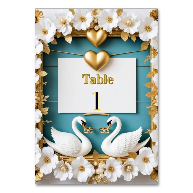Swan Wedding Frame For Luxury Wedding Decor ✨ Table Number (Front)
