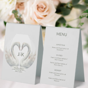 Swan Wedding Menu Table Tent Sign