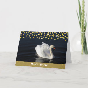 Swan with Gold Hearts Card