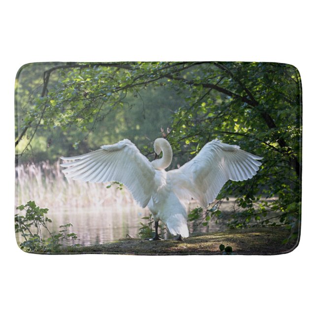 Swan with Wings Spread Bath Mat (Front)