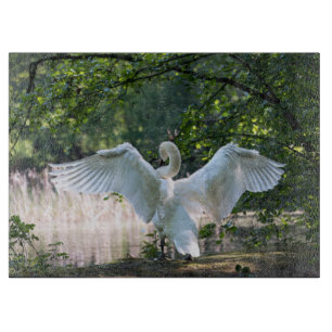 Swan with Wings Spread Cutting Board
