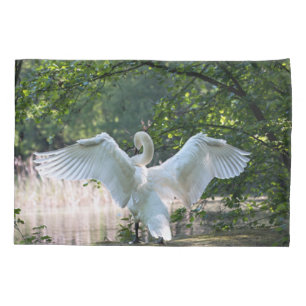 Swan with Wings Spread Pillowcase
