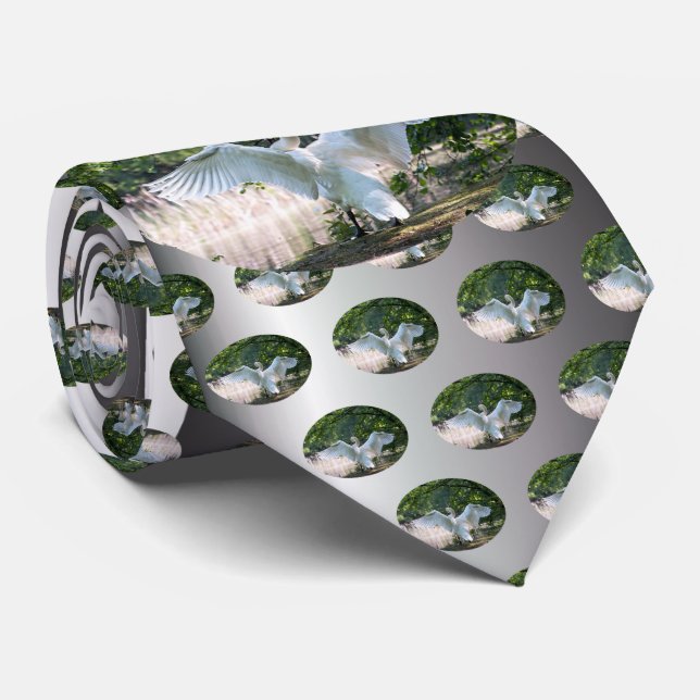 Swan with Wings Spread Tie (Rolled)