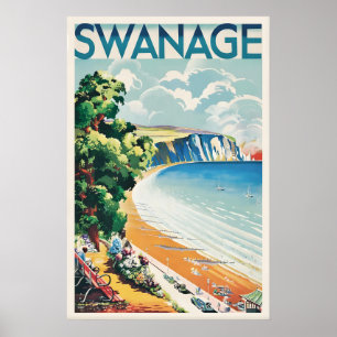Swanage Britain Vintage Travel Poster Custom Art