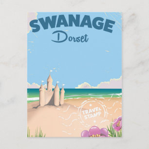 Swanage Dorset vintage seaside travel poster Postcard