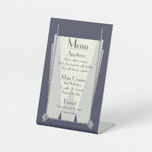 Swanky Art Deco in Blue Pedestal Sign