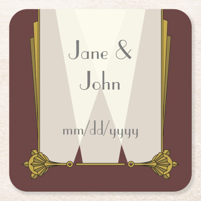 Swanky Art Deco in Red Paper Coaster (Front)