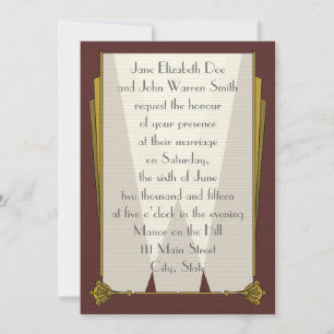 Swanky Art Deco in Red Wedding Invitation