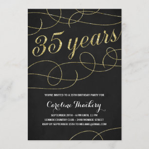 Swanky Faux Gold Foil 35th Birthday Party Invitation