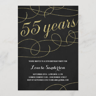 Swanky Faux Gold Foil 55th Birthday Party Invitation