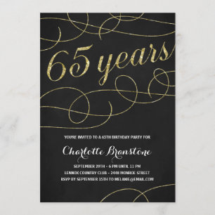 Swanky Faux Gold Foil 65th Birthday Party Invitation