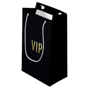Swanky Faux Gold Leaf Foil "VIP" Typography Small Gift Bag