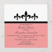 Swanky Fleur De Lis Bridal Shower Invite, Pink