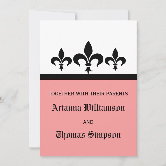 Swanky Fleur De Lis Invite, Pink Invitation (Front)