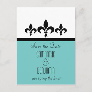 Swanky Fleur De Lis Save the Date Postcard