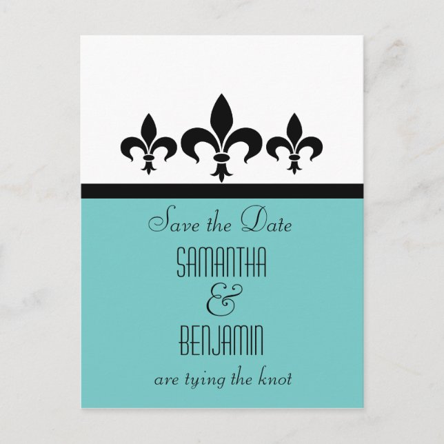 Swanky Fleur De Lis Save the Date Postcard (Front)