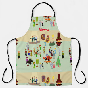 Swanky Holiday Party Retro Art Fun Illustration Apron